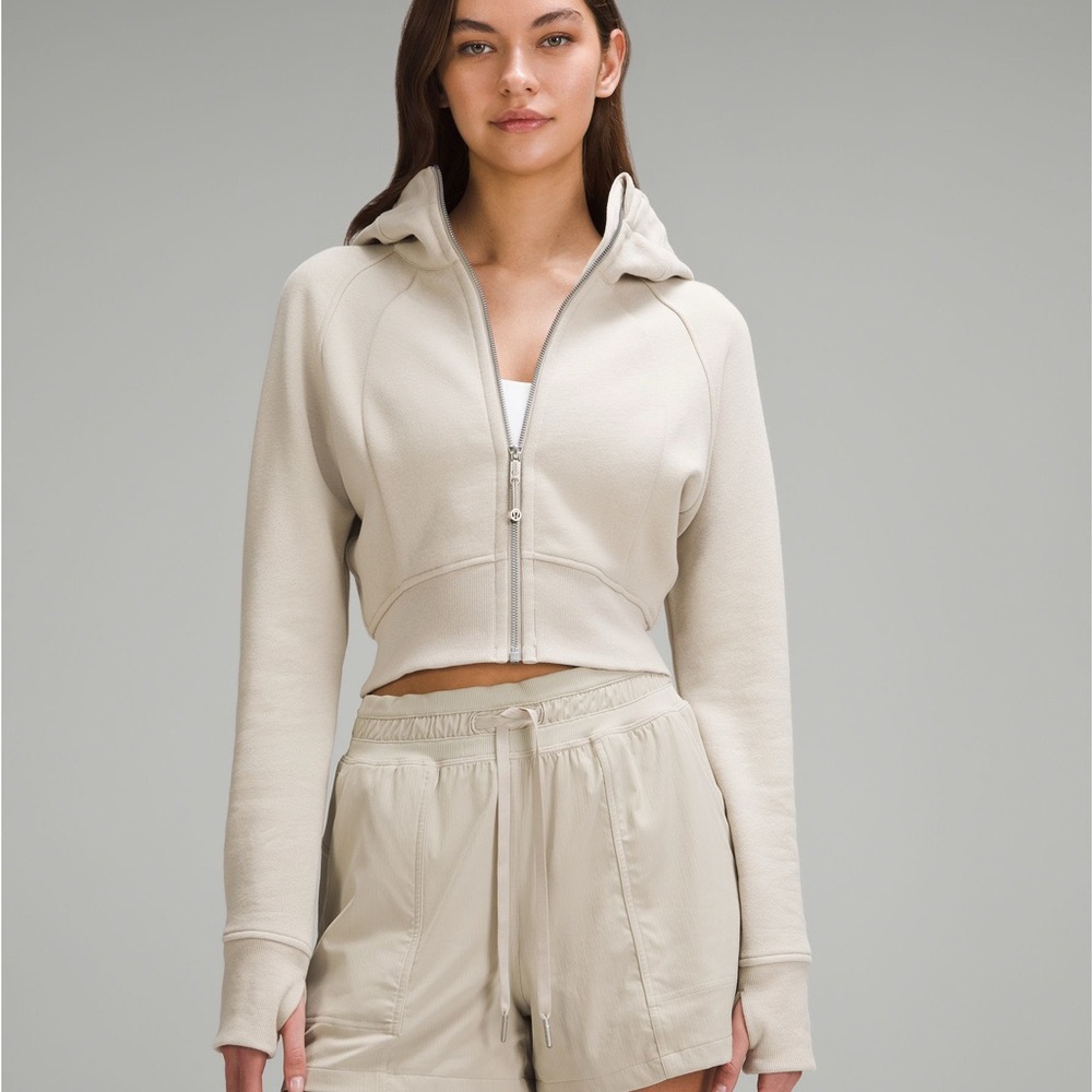 Lululemon Cropped Full Zip Scuba in Mojave Tan